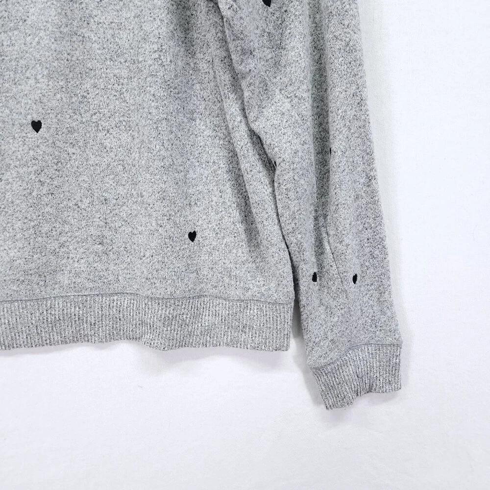 Rails Callahan Knit Sweater Size Large Melange Grey Black Hearts - Picture 9 of 12